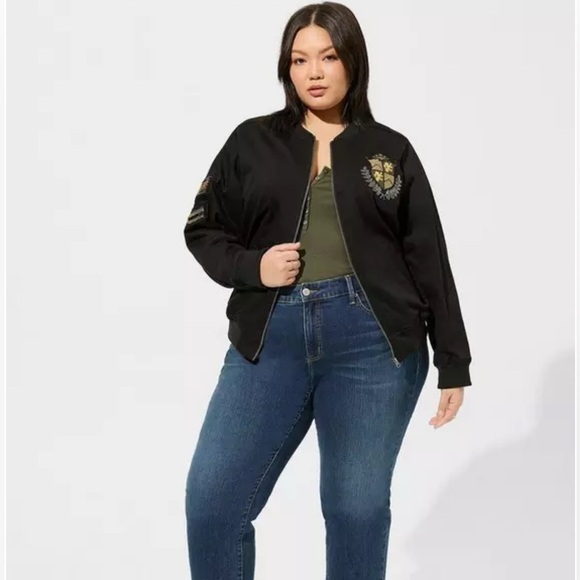 Torrid Stretch Twill Bomber Jacket NWT 2X - Picture 2 of 7